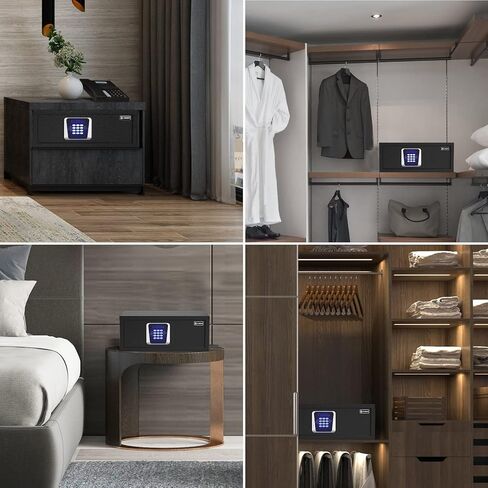 XDEER HOTEL آمن 1.00 قدم مكعب المنزل وثيقة شخصية آمنة SAFE Steel Security مربع آمن مع القفل/المستشعر الإلكترونية الرقمية على غرار الفندق - الأسود - الأسود in Kuwait