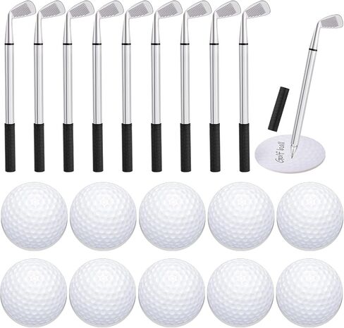 Estune 12 Pcs Ballpoint Pens and 12 Pads Sticky Notes Cool Party Favors Mini Decorative Pens Funny Sports Club Props Black Gel Ink for Office Coworkers (Golf Style, Silver, Black) in Kuwait