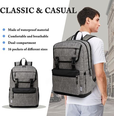 Laptop Backpack Mens, ChaseChic Large Anti Theft Travel Backpack, Waterproof Caual Rucksack Bag fit 15.6" Laptop (Gray) in Saudi Arabia