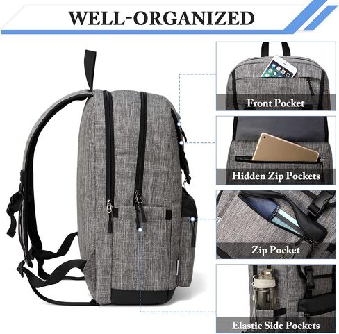 Laptop Backpack Mens, ChaseChic Large Anti Theft Travel Backpack, Waterproof Caual Rucksack Bag fit 15.6" Laptop (Gray) in Saudi Arabia