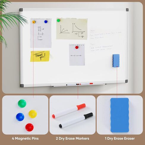 Sweetcrispy Magnetic Dry Erase Board, 36" x 24" Whiteboard for Home, School, Sliver Reinforced Aluminum Frame in Saudi Arabia