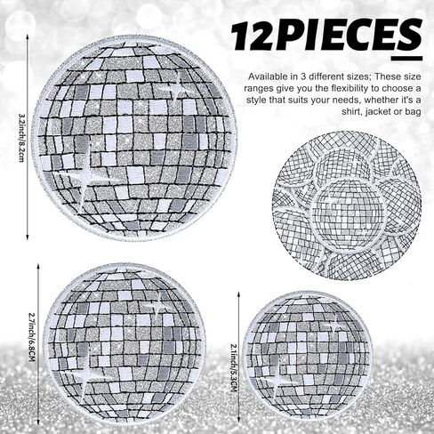 12 Pcs Disco Ball Iron on Patch Embroidered Applique Western Patches Iron on Music Party Bling Ball Embellishments for DIY Clothing Backpacks T Shirt Jeans Skirt Hat Bag(Cute Style) in Saudi Arabia
