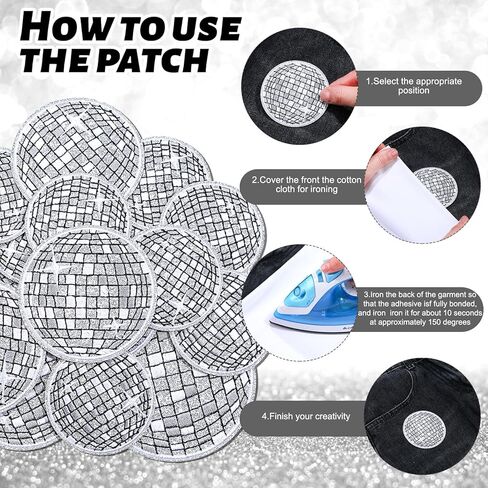 12 Pcs Disco Ball Iron on Patch Embroidered Applique Western Patches Iron on Music Party Bling Ball Embellishments for DIY Clothing Backpacks T Shirt Jeans Skirt Hat Bag(Cute Style) in Saudi Arabia