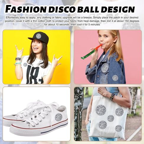 12 Pcs Disco Ball Iron on Patch Embroidered Applique Western Patches Iron on Music Party Bling Ball Embellishments for DIY Clothing Backpacks T Shirt Jeans Skirt Hat Bag(Cute Style) in Saudi Arabia