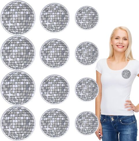 12 Pcs Disco Ball Iron on Patch Embroidered Applique Western Patches Iron on Music Party Bling Ball Embellishments for DIY Clothing Backpacks T Shirt Jeans Skirt Hat Bag(Cute Style) in Saudi Arabia