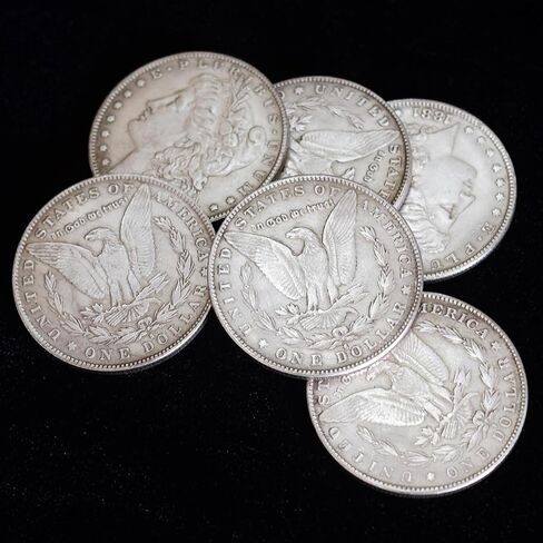 6 Pcs Morgan Dollar (3.8cm Dia) Magic Set Can Be Attracted by Magnets Magic Props Accessories Used in Appearing/Disappearing Coin Magic Performance in Saudi Arabia
