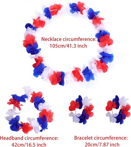 SUMERSHA 5 SET 20PCS HAWAIIAN LEIS مرنة الزهور قلادات وعصابات رأس وشرب معصم الاستوائيات الزخارف الاستوائية اللوازم عيد ميلاد الشاطئ الحفلات ، 5 ألوان in Kuwait