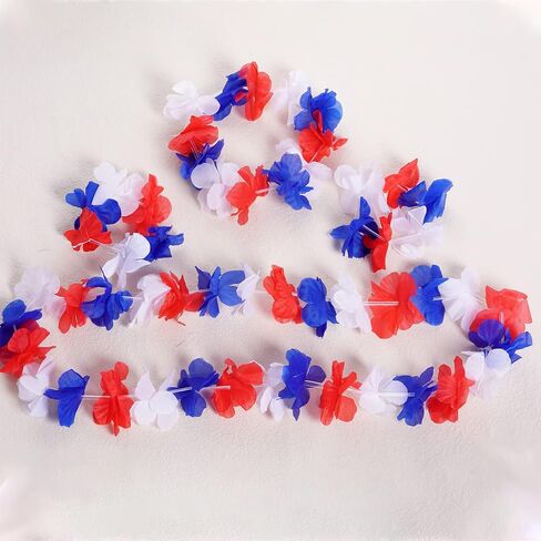 SUMERSHA 5 SET 20PCS HAWAIIAN LEIS مرنة الزهور قلادات وعصابات رأس وشرب معصم الاستوائيات الزخارف الاستوائية اللوازم عيد ميلاد الشاطئ الحفلات ، 5 ألوان in Kuwait