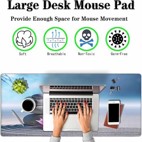 Zen Meditation Harmony Desk Mouse Pad Mat Lotus Flower and Stack of Stones Extended Gaming Keyboard Mousepad for Computer,Home,Office 35.4"X15.7" in Saudi Arabia