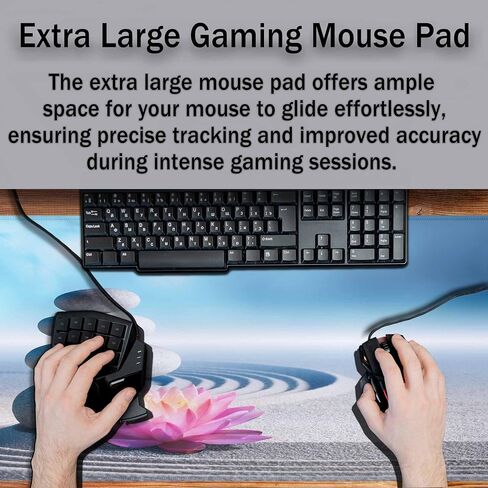 Zen Meditation Harmony Desk Mouse Pad Mat Lotus Flower and Stack of Stones Extended Gaming Keyboard Mousepad for Computer,Home,Office 35.4"X15.7" in Saudi Arabia