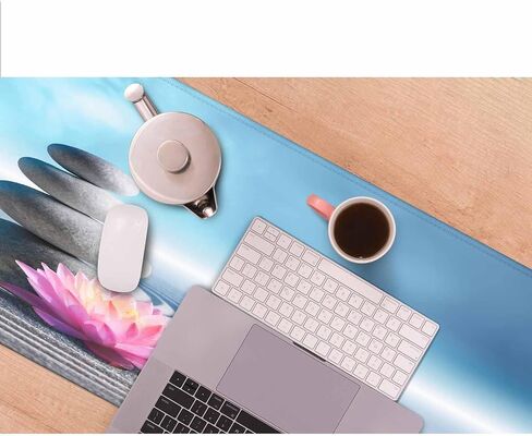 Zen Meditation Harmony Desk Mouse Pad Mat Lotus Flower and Stack of Stones Extended Gaming Keyboard Mousepad for Computer,Home,Office 35.4"X15.7" in Saudi Arabia