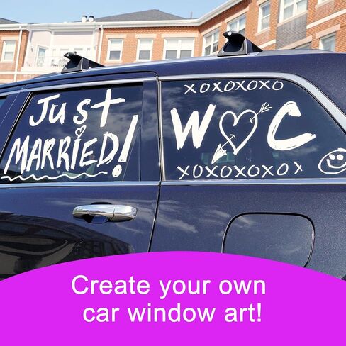 5 Pack Washable Window Markers for Cars, 15mm White Jumbo Liquid Chalk Markers, 3 in 1 Nib, Metallic & Neon Paint Glass Pen for Auto, Chalkboard, Blackboard, Bistro, Menus and Any Non-Porous Surface in Saudi Arabia