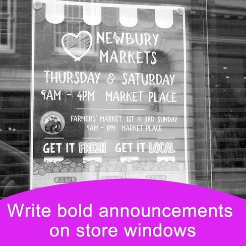 5 Pack Washable Window Markers for Cars, 15mm White Jumbo Liquid Chalk Markers, 3 in 1 Nib, Metallic & Neon Paint Glass Pen for Auto, Chalkboard, Blackboard, Bistro, Menus and Any Non-Porous Surface in Saudi Arabia