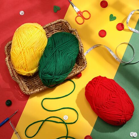 3 Skeins Yarn for Black History Month Knitting Yarn Milk Cotton Yarn DIY Rasta Crafts Gift African American Party Decoration Juneteenth(Red Green Black) in Saudi Arabia