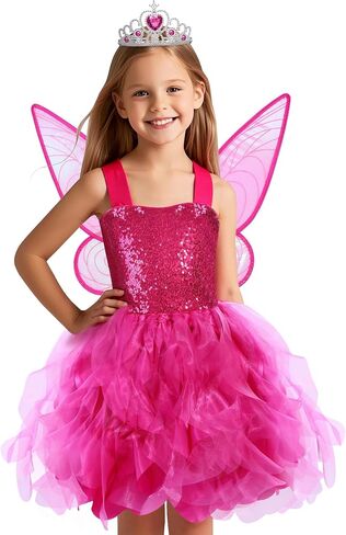 Soyoekbt Fairy Costume for Girls Princess Tutu Dress with Butterfly Wings for Girls Birthday Party Dress Up in Kuwait