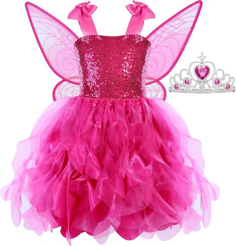 Soyoekbt Fairy Costume for Girls Princess Tutu Dress with Butterfly Wings for Girls Birthday Party Dress Up in Kuwait