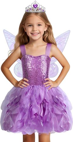 Soyoekbt Fairy Costume for Girls Princess Tutu Dress with Butterfly Wings for Girls Birthday Party Dress Up in Kuwait