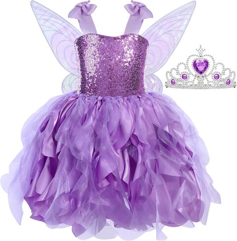 Soyoekbt Fairy Costume for Girls Princess Tutu Dress with Butterfly Wings for Girls Birthday Party Dress Up in Kuwait
