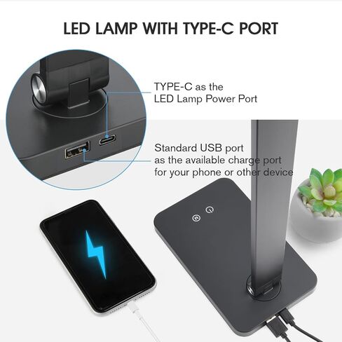 mafiti LED Desk Lamp for Home Office,Touch Desk Light 5 Light Modes 3 Brightness,Foldable Table Lamp with Adjustable Arm,Eye-Caring Lamp with USB Port, Bedside Lamp for Working Reading Study,Black in Saudi Arabia
