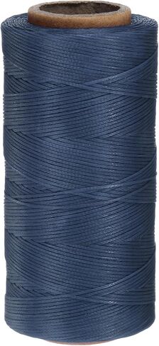 uxcell Leather Sewing Waxed Thread, 284 Yards / 260m 0.8mm 150D Flat Polyester All-Purpose Threads for Leather Crafts, Bookbinding, Denim Blue in Saudi Arabia