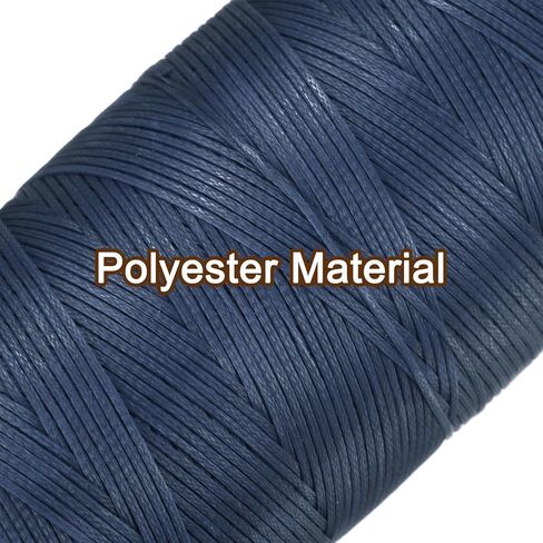 uxcell Leather Sewing Waxed Thread, 284 Yards / 260m 0.8mm 150D Flat Polyester All-Purpose Threads for Leather Crafts, Bookbinding, Denim Blue in Saudi Arabia