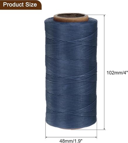uxcell Leather Sewing Waxed Thread, 284 Yards / 260m 0.8mm 150D Flat Polyester All-Purpose Threads for Leather Crafts, Bookbinding, Denim Blue in Saudi Arabia