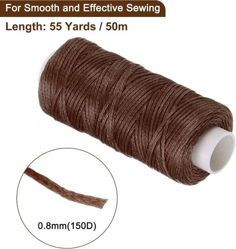 uxcell Leather Sewing Waxed Thread, 284 Yards / 260m 0.8mm 150D Flat Polyester All-Purpose Threads for Leather Crafts, Bookbinding, Denim Blue in Saudi Arabia
