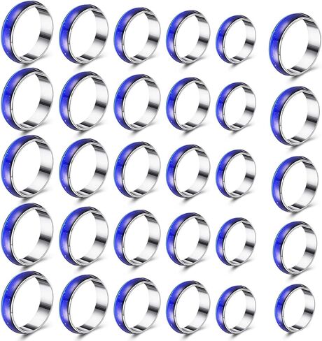 Yinkin 30 Pcs Mood Rings Bulk for Kids Size 6-10 Vintage Mixed Color Changing Emotion Rings Sensitive Mood Jewelry for Girls Boys Women Men Christmas Gifts Birthday Party Favors Costume Props in Saudi Arabia