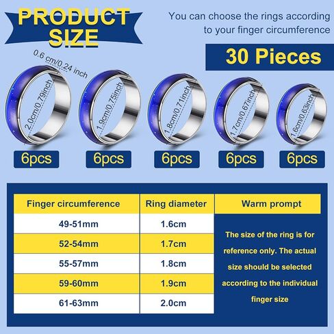 Yinkin 30 Pcs Mood Rings Bulk for Kids Size 6-10 Vintage Mixed Color Changing Emotion Rings Sensitive Mood Jewelry for Girls Boys Women Men Christmas Gifts Birthday Party Favors Costume Props in Saudi Arabia