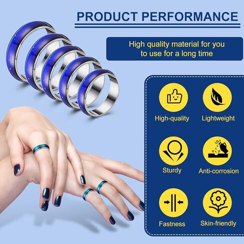 Yinkin 30 Pcs Mood Rings Bulk for Kids Size 6-10 Vintage Mixed Color Changing Emotion Rings Sensitive Mood Jewelry for Girls Boys Women Men Christmas Gifts Birthday Party Favors Costume Props in Saudi Arabia