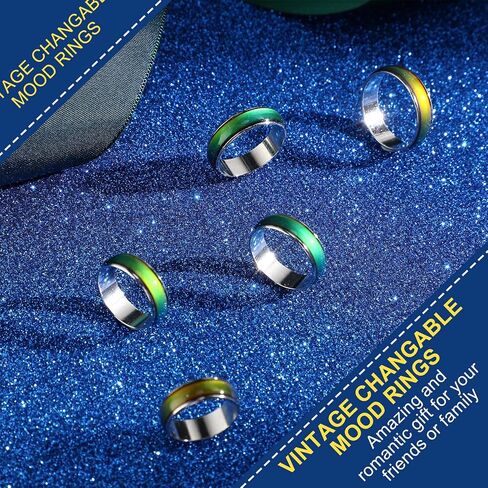 Yinkin 30 Pcs Mood Rings Bulk for Kids Size 6-10 Vintage Mixed Color Changing Emotion Rings Sensitive Mood Jewelry for Girls Boys Women Men Christmas Gifts Birthday Party Favors Costume Props in Saudi Arabia