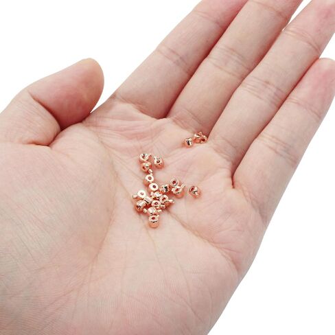 20Pcs Rose Gold Crimp Beads 18K Rose Gold Plated Beads 3mm Loose Rondelle Spacer Beads Metal Bead Spacers Beads for DIY Bracelet Necklace Jewelry Making in Saudi Arabia