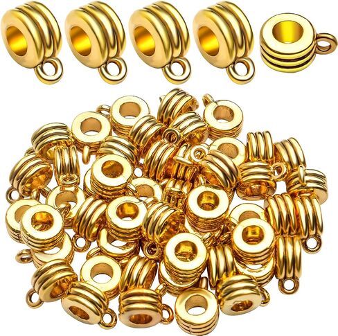 Aylifu Bails Beads, Tibetan Bail Tube Bead Spacer Beads Carrier Hanger Connector Links for European Charm Bracelet Jewelry Making in Saudi Arabia