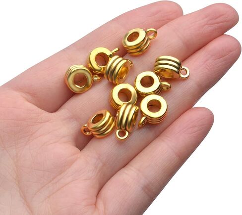 Aylifu Bails Beads, Tibetan Bail Tube Bead Spacer Beads Carrier Hanger Connector Links for European Charm Bracelet Jewelry Making in Saudi Arabia