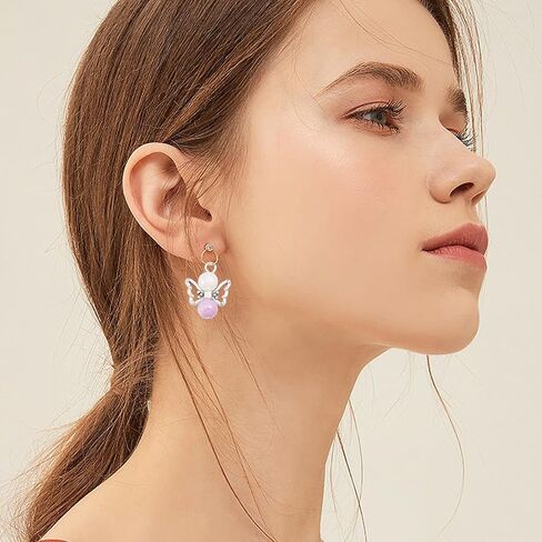 CHGCRAFT Angel Wing Charms Angel Pendant Beads Acrylic Alloy Pendant with Iron Findings Round Antique Silver Platinum Decorations for DIY Jewelry Making Necklace Keychain Crafts in Kuwait