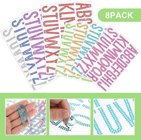 208 Pcs 2 Inch 3 Inch Rhinestone Alphabet Letter Stickers Glitter Large Self Adhesive Letters Bling Gemstone Alphabet Stickers for DIY Graduate Wedding Decoration(Silver) in Saudi Arabia