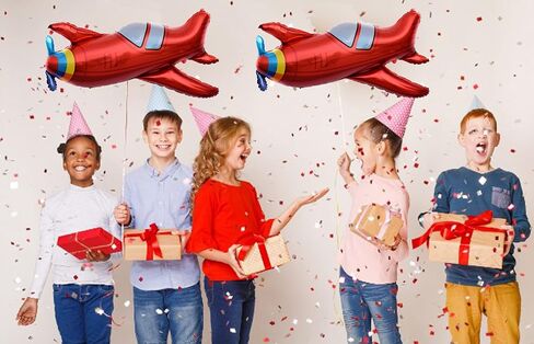 4 أجهزة كمبيوتر كبيرة طائرة طائرة طائرة رنفية كبيرة رقائق البالون البالون Aveled Adventure Decortings حفلة عيد ميلاد (37x31inch) in Kuwait
