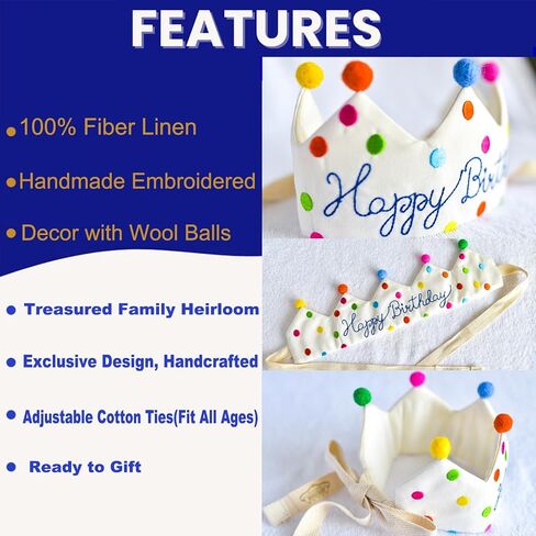 Megajoe Hand Embroidery Crowns - First Birthday Crown & Party Hats for Kids & Babies in Kuwait