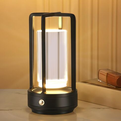 Portable Metal Table Lamp,Cordless Table Lamp,Battery Operated, 3 Light Colors, for Restaurant/Bedroom/Bars/Outdoor Party/Camping/Coffee Shop Atmosphere Night Light (Gold) in Saudi Arabia