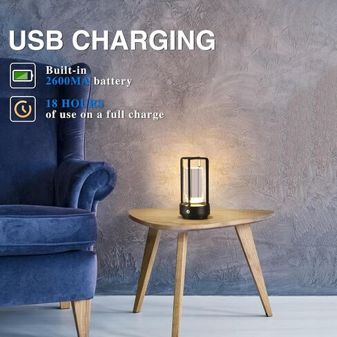 Portable Metal Table Lamp,Cordless Table Lamp,Battery Operated, 3 Light Colors, for Restaurant/Bedroom/Bars/Outdoor Party/Camping/Coffee Shop Atmosphere Night Light (Gold) in Saudi Arabia