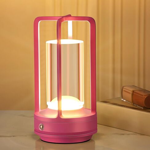 Portable Metal Table Lamp,Cordless Table Lamp,Battery Operated, 3 Light Colors, for Restaurant/Bedroom/Bars/Outdoor Party/Camping/Coffee Shop Atmosphere Night Light (Gold) in Saudi Arabia