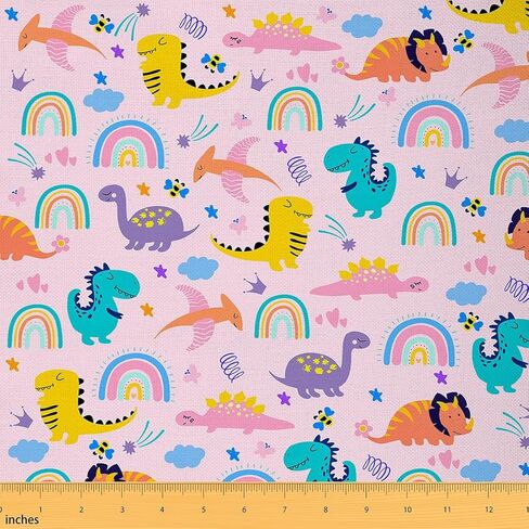 Feelyou Dinosaur Fabric by The Yard 5 Yard Kids 3D Digital Print Upholstery Fabric for Chairs for Boys Girls Teens Jungle Dino Waterproof Outdoor Fabric Rainbow Reupholstery Fabric Decor Room Decor in Saudi Arabia