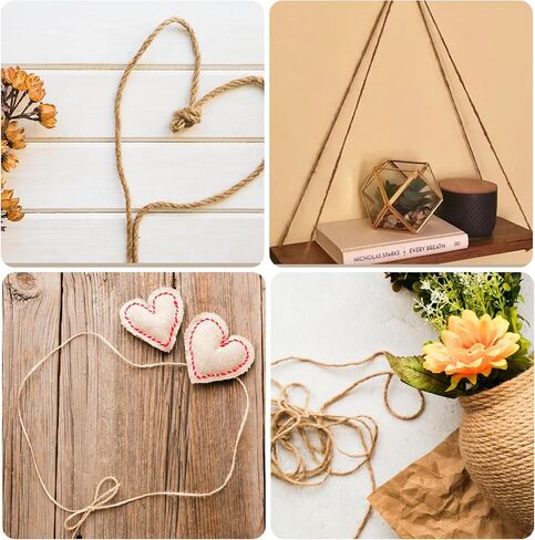 Natural Jute Twine String 1/25 Inch 1312 ft Thin Ribbon Hemp Twine for Craft Projects Gardening Art Artworks Home Wedding Decor Durable Twine Gift Wrapping Packing(1mm,400m) in Saudi Arabia