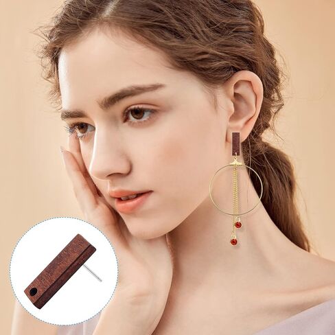 Wood Earrings Studs for Jewelry Making,80Pcs Wooden Earring Posts Wood Earrings Findings Earring Pin Stud Bulk with Ear Backs Wooden Stud Earrings Posts for Jewelry Findings Earring Making Supplies in Kuwait