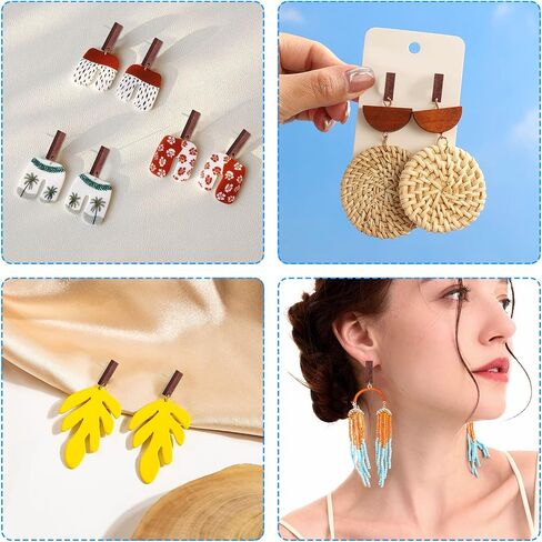 Wood Earrings Studs for Jewelry Making,80Pcs Wooden Earring Posts Wood Earrings Findings Earring Pin Stud Bulk with Ear Backs Wooden Stud Earrings Posts for Jewelry Findings Earring Making Supplies in Kuwait