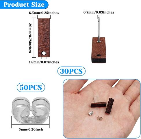 Wood Earrings Studs for Jewelry Making,80Pcs Wooden Earring Posts Wood Earrings Findings Earring Pin Stud Bulk with Ear Backs Wooden Stud Earrings Posts for Jewelry Findings Earring Making Supplies in Kuwait