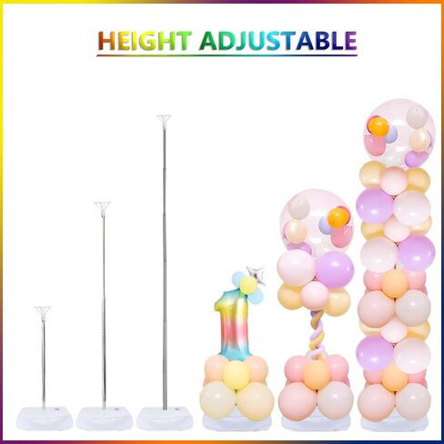 Balloon Column Stand Kit, Set of 4,6.7Feet Height Adjustable Balloon Tower Pillar with Reusable Metal Telescopic Design with base for Birthday arch, Wedding, Graduation Party Decoration Event in Saudi Arabia