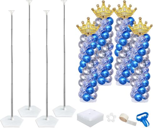Balloon Column Stand Kit, Set of 4,6.7Feet Height Adjustable Balloon Tower Pillar with Reusable Metal Telescopic Design with base for Birthday arch, Wedding, Graduation Party Decoration Event in Saudi Arabia