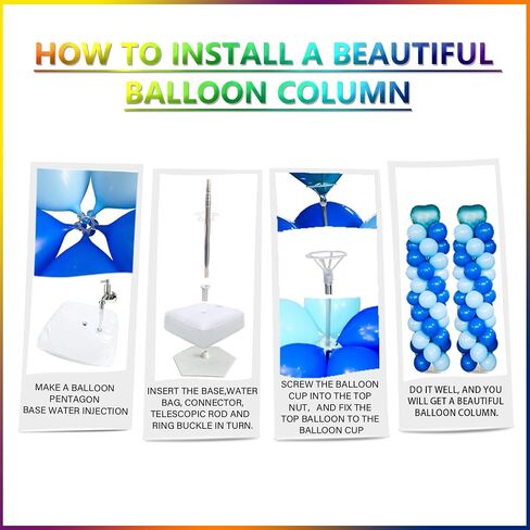 Balloon Column Stand Kit, Set of 4,6.7Feet Height Adjustable Balloon Tower Pillar with Reusable Metal Telescopic Design with base for Birthday arch, Wedding, Graduation Party Decoration Event in Saudi Arabia