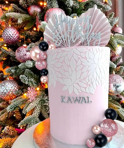 60pcs Rose Gold Black Balls Cake Topper Balloons Cupcake Topper DIY Cake Insert Topper Cake Balls Baking Decoration for Wedding Anniversary Birthday in Kuwait